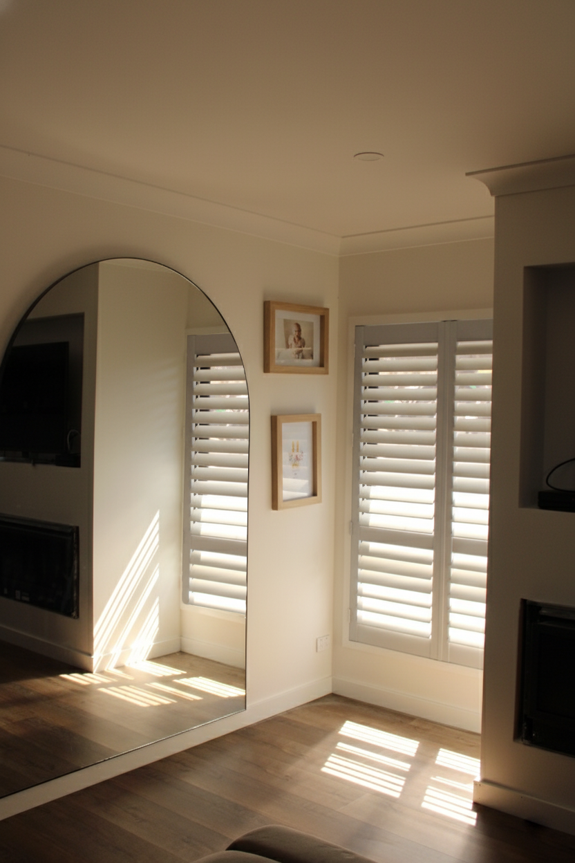light grey plantation shutter